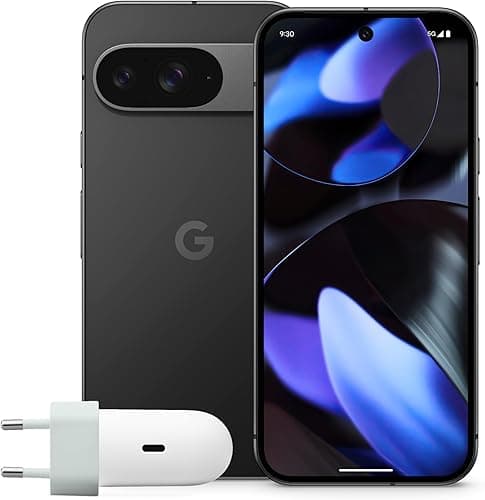 Google Pixel 9 with 45W USB-C Charger - Android Smartphone with Gemini without SIM Lock, Extended Camera Function, 24 Hours Battery Life and A 6.3 Inch Actua Display - Obsidian, 128GB