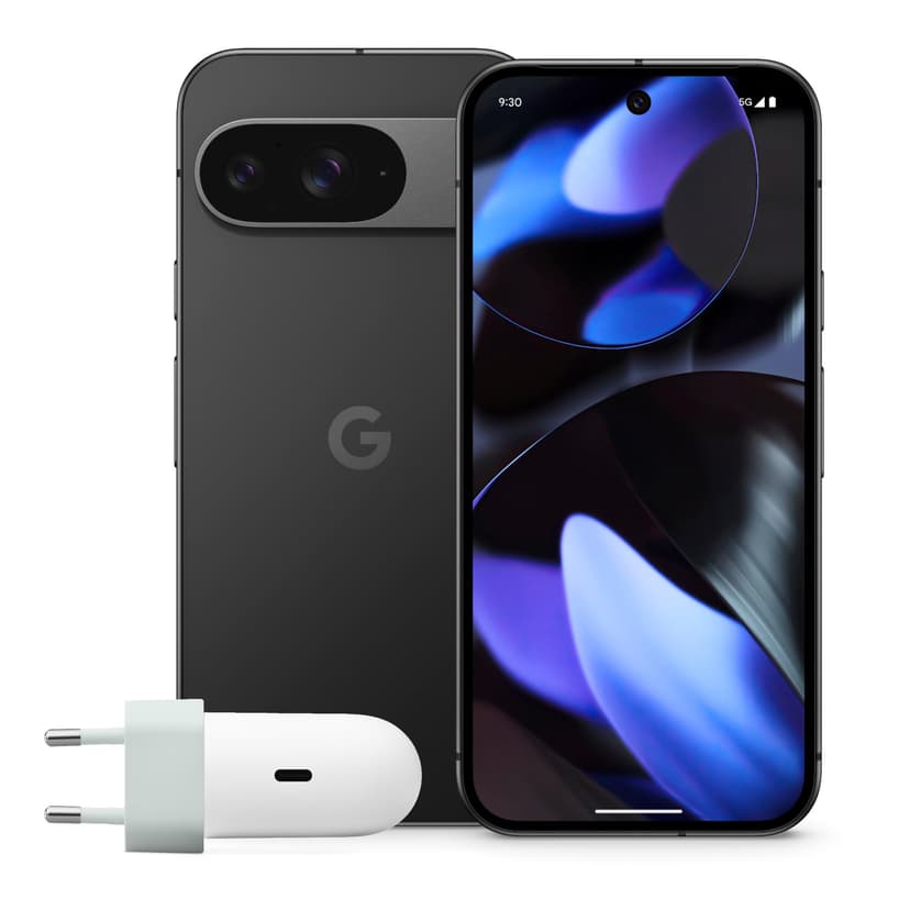 Google Pixel 9 with 45W USB-C Charger - Android Smartphone with Gemini without SIM Lock, Extended Camera Function, 24 Hours Battery Life and A 6.3 Inch Actua Display - Obsidian, 128GB - 1