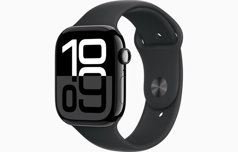Apple Watch Series 10 [GPS, 46mm] - Jet Black Aluminum Case with Black Sport Band, M/L (Renewed) - 1