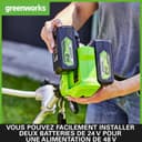 Greenworks 48V (24V x 2) Cordless Brushcutter with Grass Trimmer, 38cm Cutting Width, Bike Handle, 5.95kg Easy to use, 25cm Blade, Two of 24V 4Ah Batteries & Charger, 3 Year Guarantee - 7