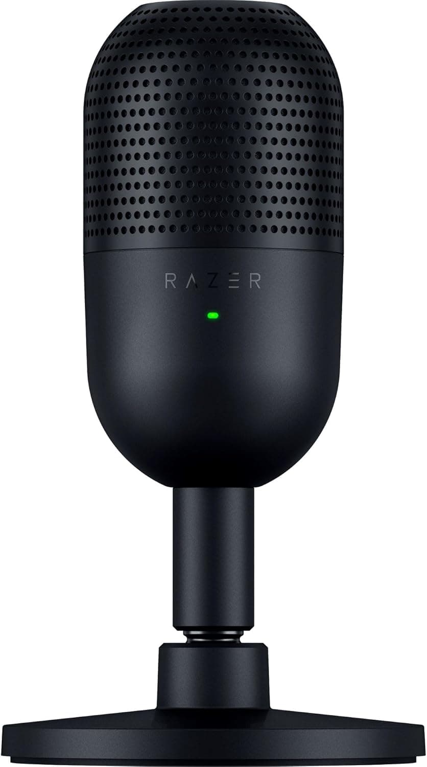 Razer Seiren V3 Mini - Micrófono USB ultracompacto (micrófono de condensador de 14mm, patrón de captación supercardioide, sensor Tap-to-Mute con indicador LED, amortiguador incorporado) Nero