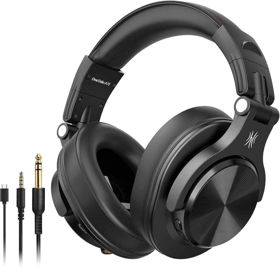 OneOdio Bluetooth over-ear headphones, closed studio headphones with share port, wired and wireless professional DJ headphones for electric drum, piano, guitar, AMP recording and monitoring.