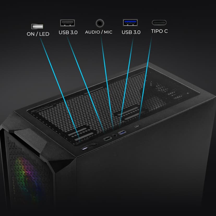 YEYIAN PC Gaming VR Esports AI Intel Core Ultra 5 225F 10 Core 4.9GHz Nvidia GeForce RTX 5060 8GB GDDR7 32GB DDR5 6000MHz 1TB SSD Gen 4 WiFi 6+BT 5.3 LAN 2.5GB Win 111 Pro - 6