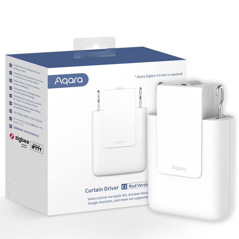 Aqara Smart Curtain Motor E1(Rod Version, 1 Pack), REQUIRES AQARA Zigbee 3.0 HUB, Electric Curtain Driver for Remote Control and Home Automation, Support HomeKit, Alexa, Google Assistant and IFTTT - 1