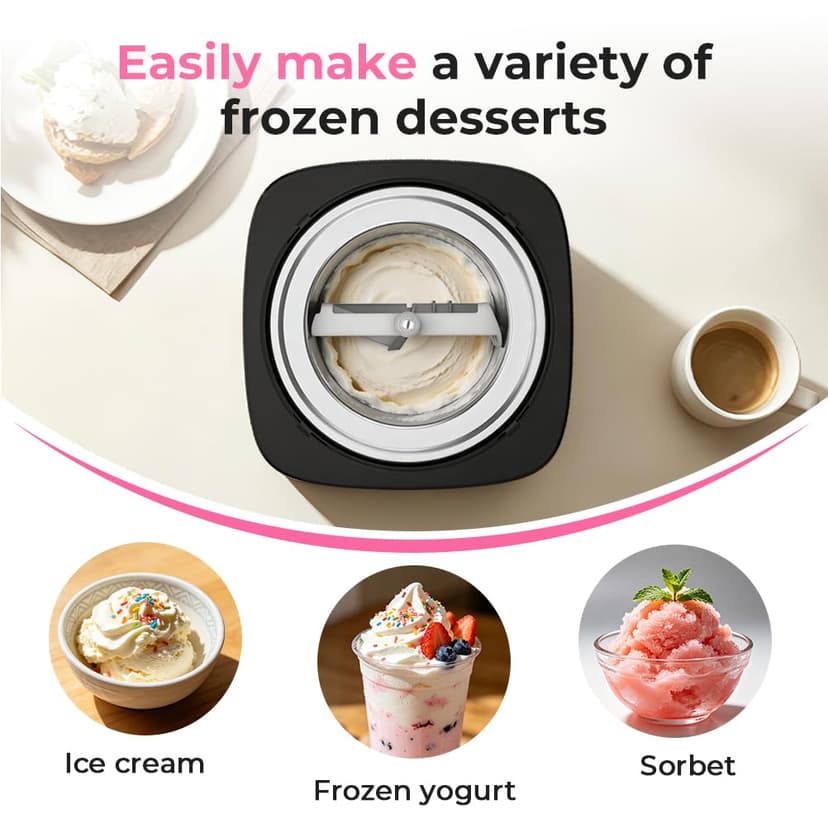 Vpcok Direct Ice Cream Maker, Electric Ice Cream Maker, Stainless Steel Ice Maker, 2L Ice Maker and Ice Cream Maker for Ice Sorbet, Ice Cream and Ice Yogurt - 5