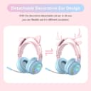 RGB Cat Ear Headphones,Bluetooth 5.3 Stereo Gaming Headset Over Ear Wireless Earphones with 50MM Driver/Detachable Mic/Elk Ears for Kids Adults - 6