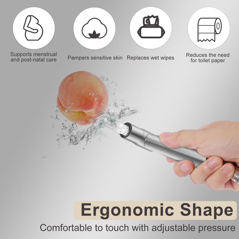 Bidet Hand Shower Personal Hygiene Set, Hand Stainless Steel Bidet Sprayer with 1.5 m Hose, Baby Cloth Nappy Spray Kit, Adjustable Spray Gun, Bidet Shower for Personal Hygiene - 4