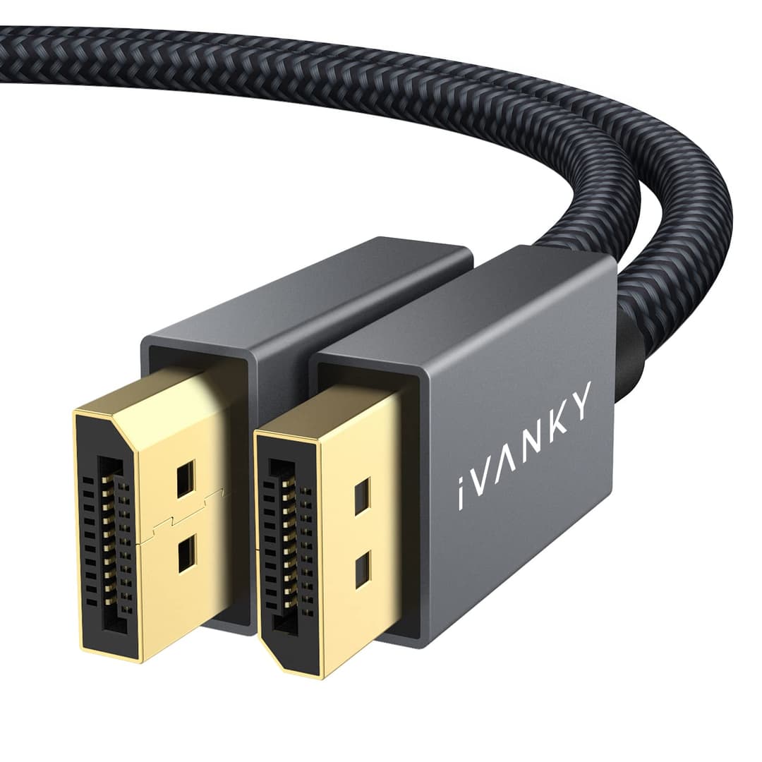 IVANKY Câble DisplayPort vers DisplayPort 3m Ultra HD 4K Câble DP Mâle Mâle en Nylon Tressé & Plaqués Or [4K@60Hz, 2K@165Hz, 2K@144Hz] pour PC ASUS/Dell/Acer, Carte Graphique GTX, Ecran, etc - Gris