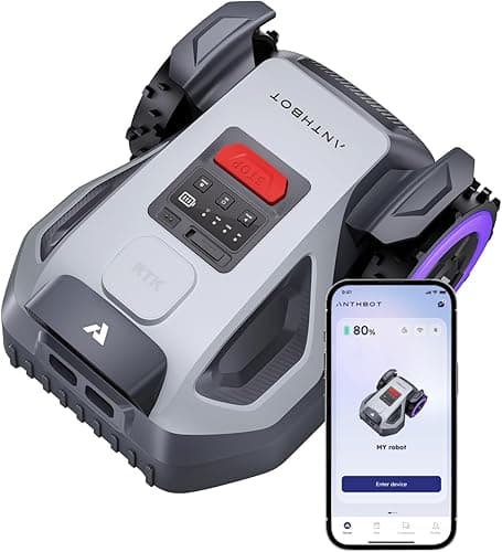 ANTHBOT Tondeuse Robot M5, 500 -700㎡，NetRTK + 4G, Double RTK+Vision IA, ACC Cartographie Automatique, Gestion Multi-zones, Programmation de la Tonte, 150㎡/h, 3-7CM Réglage de la Hauteur de Coupe