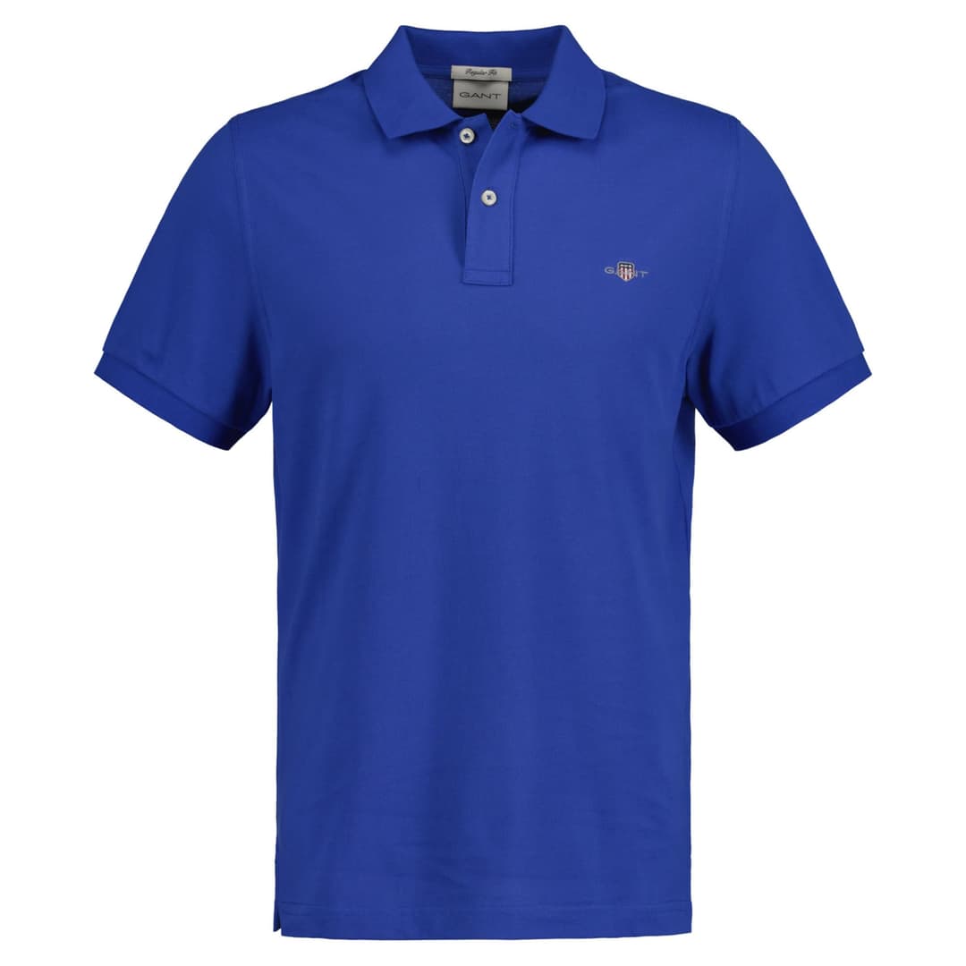 GANT Men's Reg Shield SS Pique Polo Shirt, Rich Blue, M