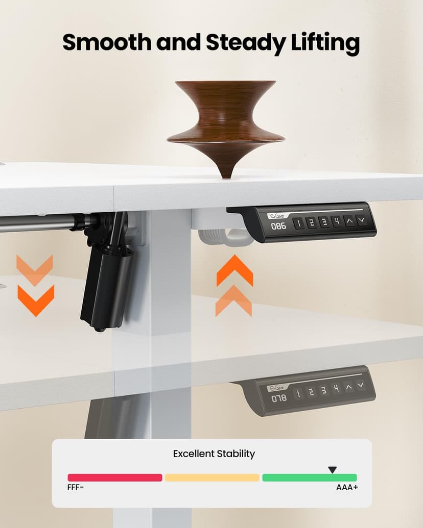 ErGear Electric Standing Desk Height Adjustable 140 x 70cm, Sit Stand Desk with 4 Memory Smart Pannel, Home Office Desk with Splice Board - 7