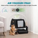 SZEETECH Bac Litiere pour Chat XL, Litière en Acier Inoxydable avec Couvercle, Bac Litiere pour Chat, Cat Litter Box, Pelle+Tapis+Marchepied- 60x40x39,5 cm (Noir) - 6