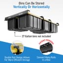 HANDT Overhead Garage Storage Rack, Connectable Heavy Duty Metal Ceiling Rails For Garage Storage Organization Shelving System (Black, 6 Bins) - 2
