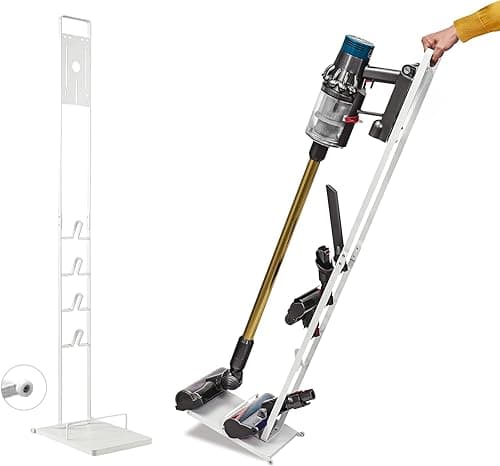 Vacuum Cleaner Holder Compatible with Dyson V15 V12 V11 V10 V8 V7 V6 - DC45/ DC35/ DC58/ DC59/ DC62/ DC74- Floor Storage Organizer with Wheels Without Drilling the Wall.