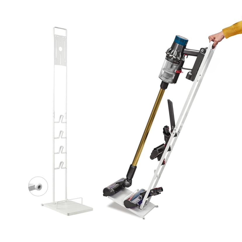 Vacuum Cleaner Holder Compatible with Dyson V15 V12 V11 V10 V8 V7 V6 - DC45/ DC35/ DC58/ DC59/ DC62/ DC74- Floor Storage Organizer with Wheels Without Drilling the Wall. - 1