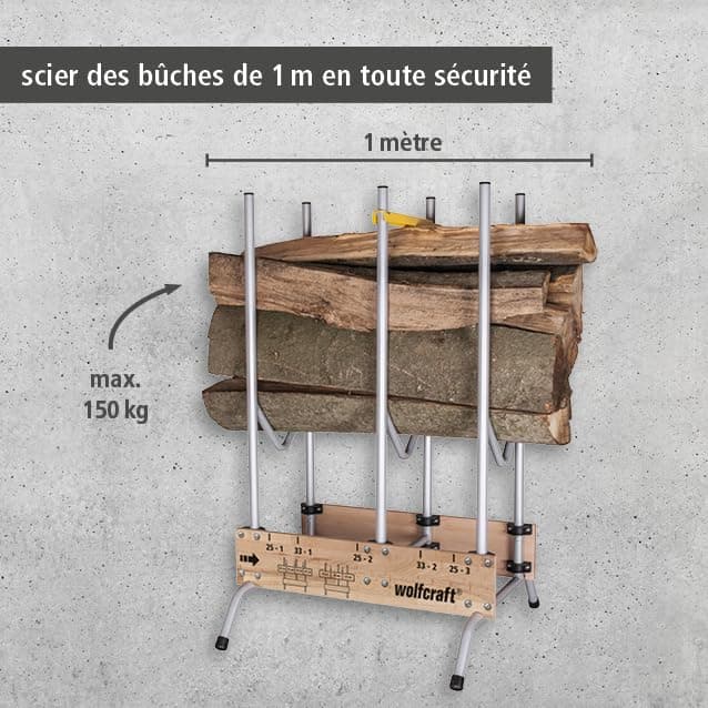 wolfcraft 5121000 - Chevalet de Tronçonnage - Sciage Bois de Chauffage - Chevalet Pliable et Mobile - Bûches de 1,00 m et jusqu'à 150 kg - 2