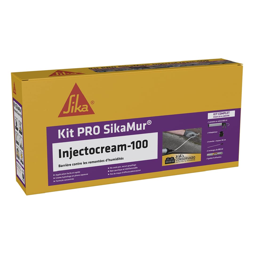 Sika - SikaMur InjectoCream 100, Treatment against capillary upwelling/ rising humidity in walls, 20m linear kit, White