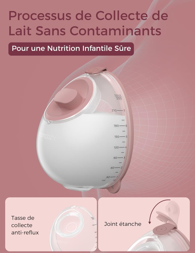 Momcozy V1 Pro Tire Lait Electrique - Forte puissance d'aspiration, Double pompe à lait portable mains libres avec 3 modes d'aspiration finement réglés & 15 niveaux, Pompe à lait électrique avec Rouge - 6
