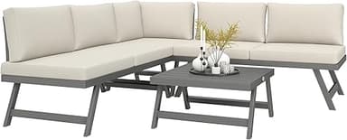 Outsunny Salon de Jardin extérieur d'angle et Convertible…