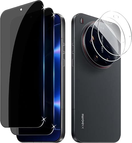 LiiLaa Privacy Screen for Xiaomi 17 Ultra, Pack of 2 Anti Spy Tempered Glass Screen Protector and 2 Pieces Camera Protection, 9H Hardness Privacy Film Scratch-Resistant Privacy Film Privacy Film