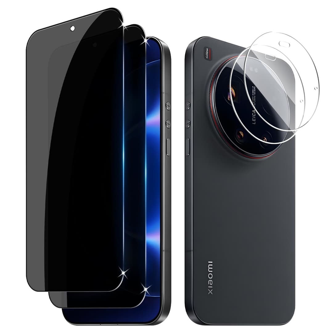 LiiLaa Privacy Screen for Xiaomi 17 Ultra, Pack of 2 Anti Spy Tempered Glass Screen Protector and 2 Pieces Camera Protection, 9H Hardness Privacy Film Scratch-Resistant Privacy Film Privacy Film