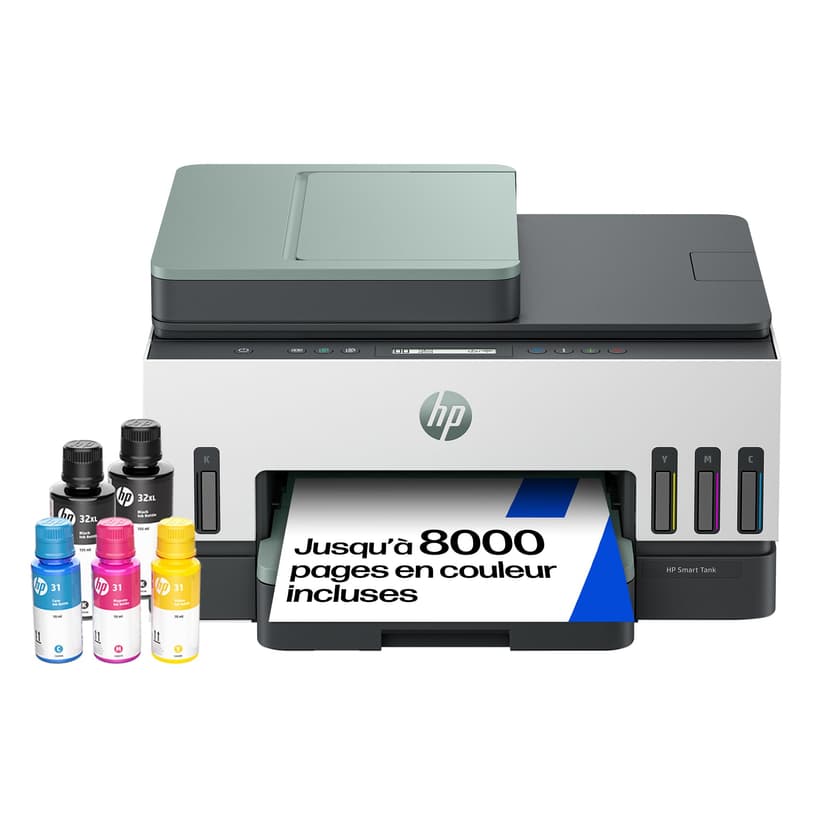 HP Smart Tank 7307, 941P5A, Imprimante Multifonction Couleur, à Jet d’Encre, Wi-FI, AAD 35 Feuilles, Impression Recto Verso Automatique, Numérisation et Copie, Grise - 1