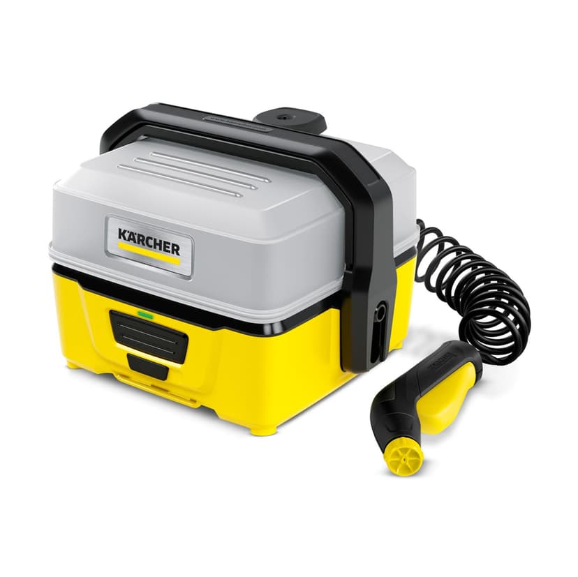 Kärcher Nettoyeur à Pression Mobile OC 3 + Kit Vélo, Débit : 2 L/h, Réservoir d'eau : 4 L, Tuyau : 2,8 m, Buse à Jet Plat, Brosse Universelle, Nettoyant, Bonnette Microfibres, Boîte de Rangement - 1