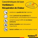 Steinberg14 Unite de VMC Décentralisée 100 mm - Blanc Récupérateur de Chaleur avec Interrupteur - Kit VMC Double Flux - Répartiteur d'air - Système de Ventilation Murale - 6