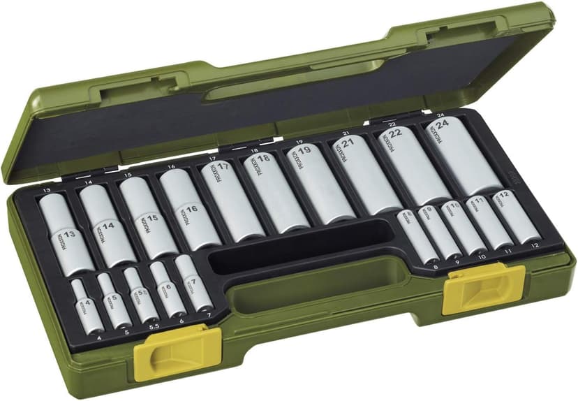 Proxxon 23292 Specialty Socket Set, 0 V, Silver/Green, 1/4-1/2-Inch, Set of 20 Piece - 1
