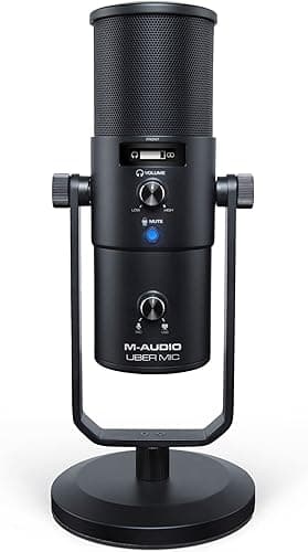 M-AUDIO Uber MIC Microphone USB à Condensateur pour Gaming, Streaming, Podcast, Enregistrement avec 4 Directivités, Bouton Sourdine, Sortie Casque
