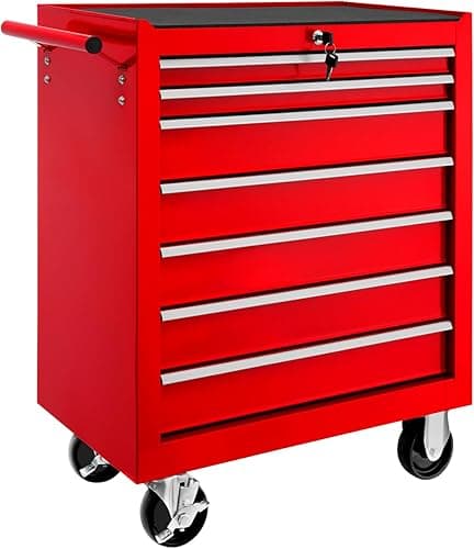 tectake® Tool Chest with 7 Drawers, Lock and Non-Slip Mat…