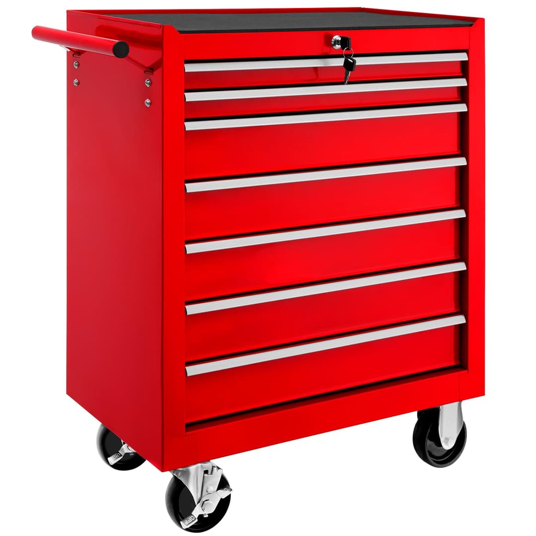 tectake® Tool Chest with 7 Drawers, Lock and Non-Slip Mat…