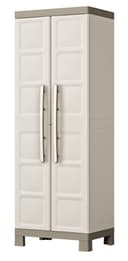 Keter Armoire Utilitaire Excellence - Armoire de Rangement en Résine Multifonctions - Étagères Modulables, Pieds Surélevés - Cuisine, Garage, Atelier, Placard - 68 x 39 x 182 cm - Sable/Terre - 1