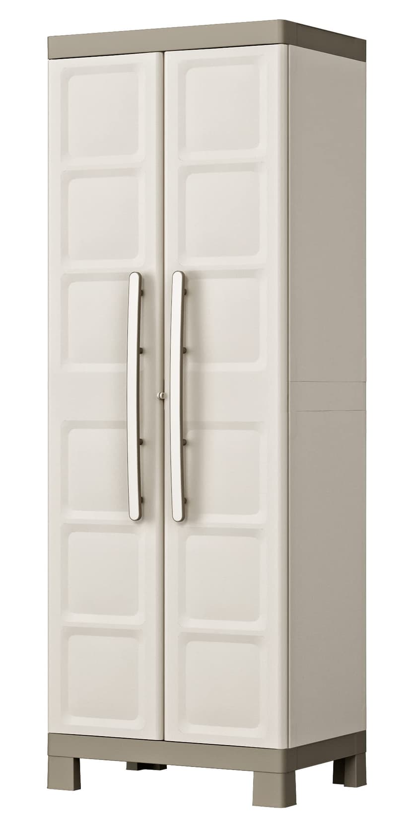 Keter Armoire Utilitaire Excellence - Armoire de Rangement en Résine Multifonctions - Étagères Modulables, Pieds Surélevés - Cuisine, Garage, Atelier, Placard - 68 x 39 x 182 cm - Sable/Terre - 1