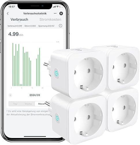EIGHTREE ET21 Smart WiFi Socket Pack of 4, Alexa & Google Home Compatible, Solid-State Switch, Automatic Operation, White