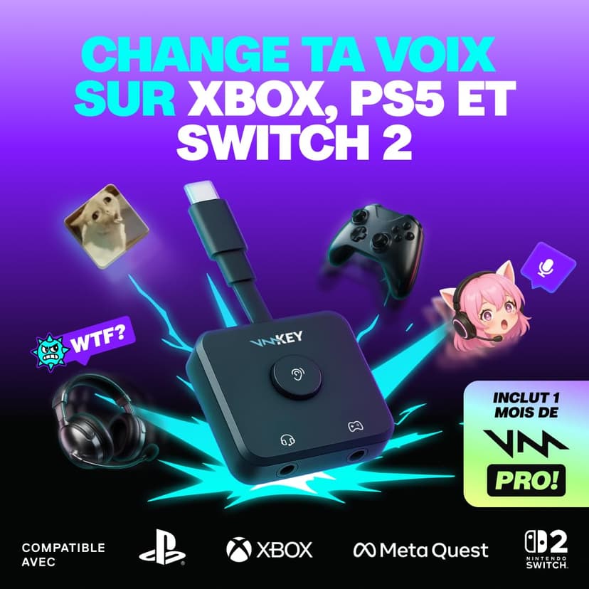 Voicemod Key - VMKey Modificateur de Voix en Temps Réel et Soundboard pour Consoles de Jeu (Compatible avec PS5, PS4, Xbox, SWITCH2) - 2
