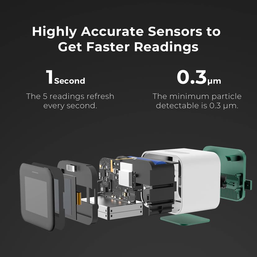 Qingping Air Monitor Lite, Apple HomeKit Compatible Wi-Fi Indoor Air Quality Meter, Detects PM2.5, PM10, CO2, Temperature and Humidity - 4