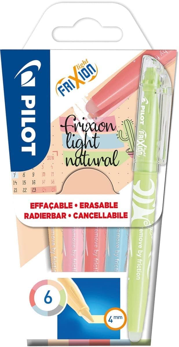Pilot FriXion Light Natural 1 Case of 6 Erasable Natural Highlighters Pink, Yellow, Purple, Blue, Orange, Green - 1