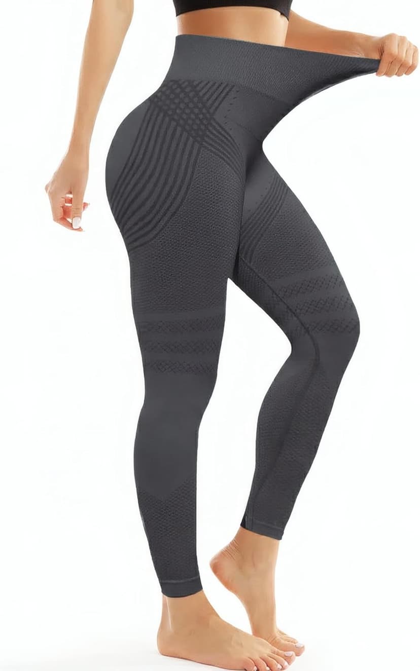 Anti-Cellulite Leggings, Sports Leggings Butt Push Up for Women, Leggings Women's Opaque Compression Sports Trousers, High Waist Yoga Pilates, black, M - 1