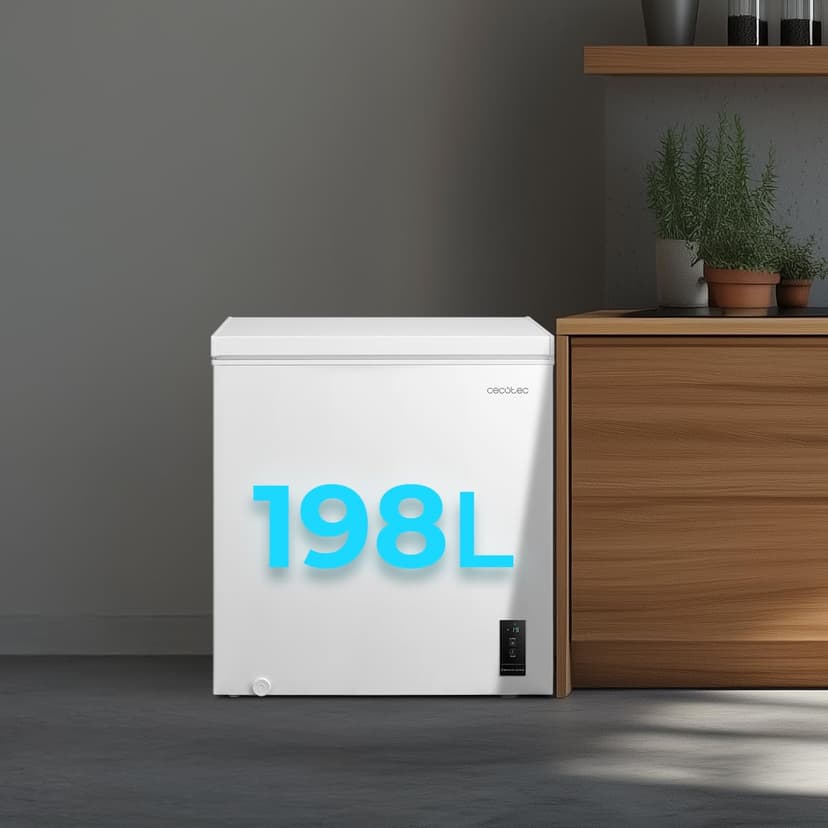 Cecotec Congélateur Coffre 198L Bolero CoolMarket Chest 198P White E. Panier, Contrôle Électronique LED, UltraContact D-Cool, Double Fonction, Porte ZeroG (80º-30º), Congélation Rapide, Compact - 2