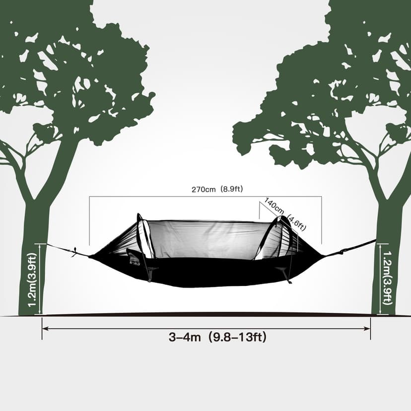 Night Cat Hammock Tent with Mosquito Net Waterproof Rainfly for 1 Person Hiking Camping in Garden Backyard Wild - 4
