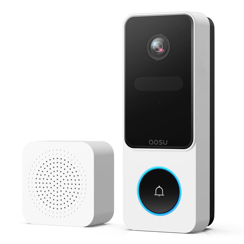 aosu 2K HD Wireless Video Doorbell Camera with Chime, Battery Powered, Wide Angle, 2-Way Talk, AI Human Detection, Local & Cloud Storage, 2.4GHz WiFi, Alexa Compatible, Senior-Friendly - 1