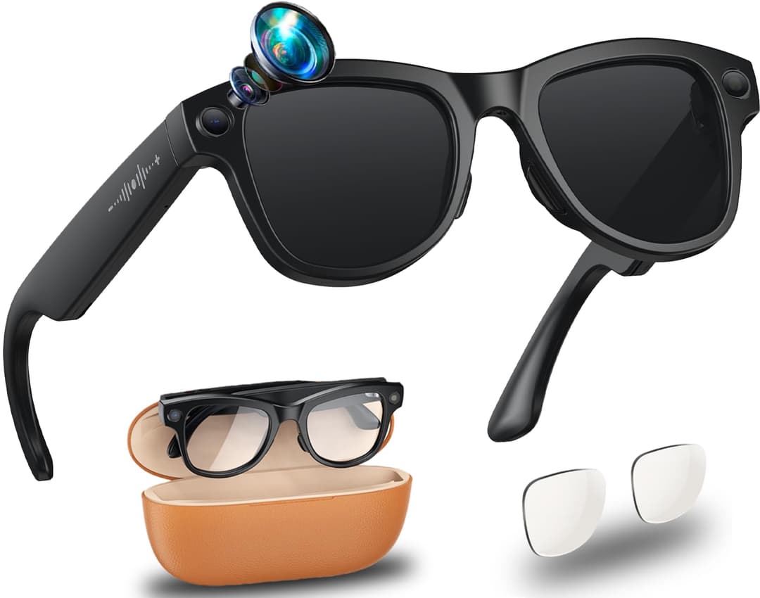 Lunettes Smart AI avec caméra HD 4K, stabilisation d'imag…