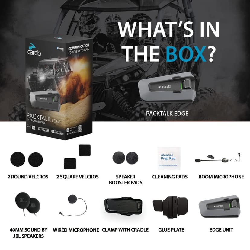 Cardo PACKTALK EDGE Off Road Vehicles, Snowmobile, Side x Side, ATV Communication for Every Terrain (Duo) - 8