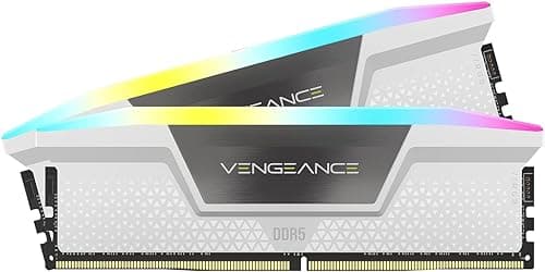 CORSAIR VENGEANCE RGB DDR5 RAM 32GB (2x16GB) 6000MHz CL30 Intel XMP iCUE Compatible Computer Memory - White (CMH32GX5M2B6000C30W)
