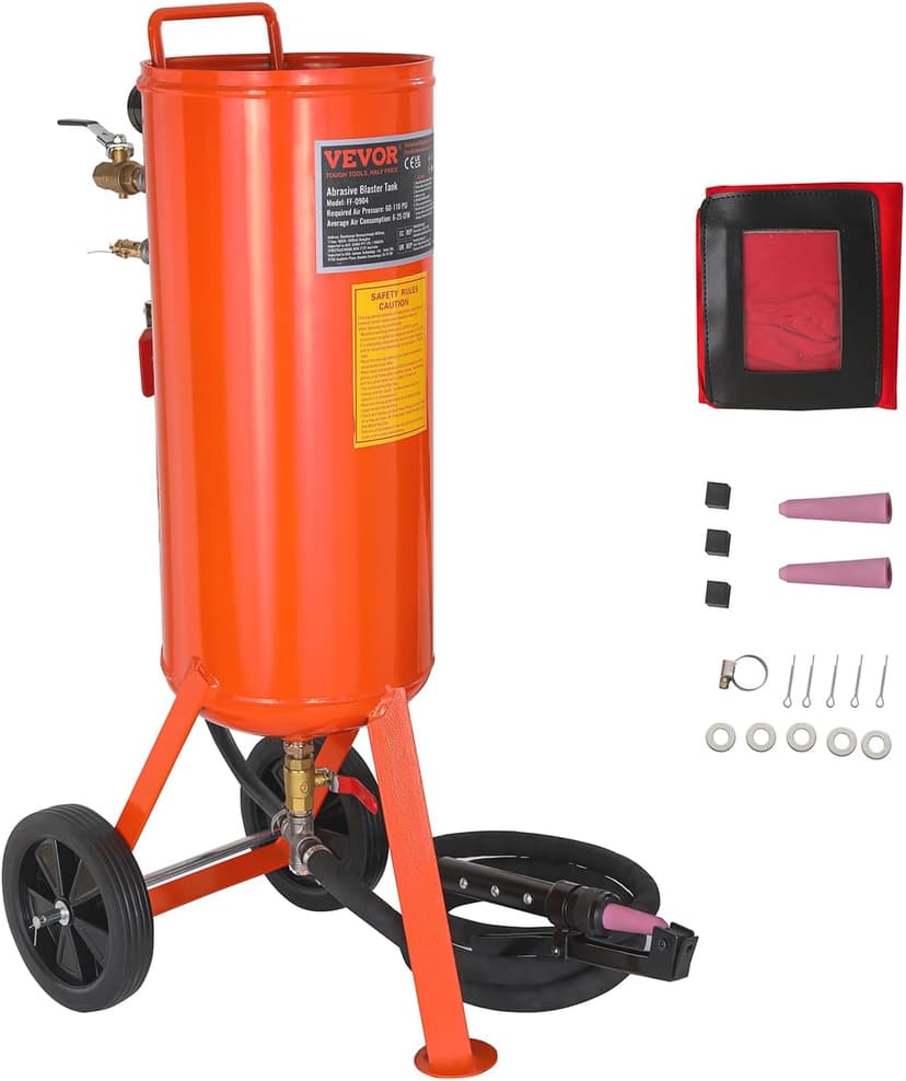 VEVOR High Pressure Sandblasting Kit 60-110 PSI Portable Abrasive Sandblasting Tank 137L with 2 Ceramic Nozzles and Water and Oil Separator for Removing Paint, Stains, Rust - 1