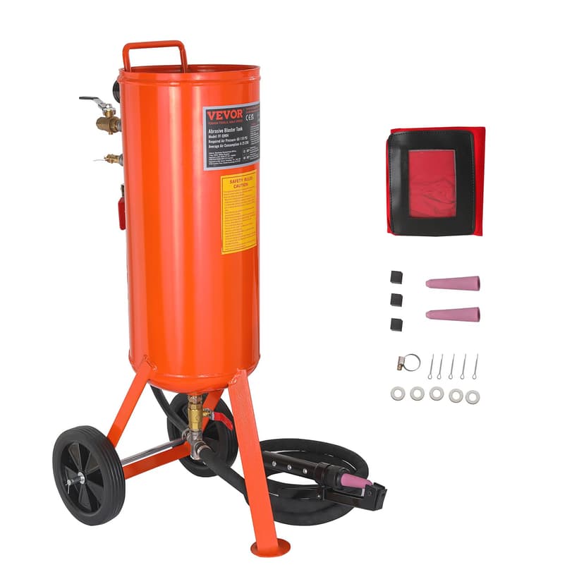 VEVOR Sableuse Haute Pression Robuste 37 L Kit de Sablage à Air 60-110 PSI Réservoir de Sablage Abrasif Portable avec 2 Buses en Céramique et Tuyau de 2,3 m pour Élimination Peinture, Taches, Rouille - 1