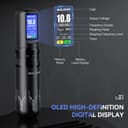 Solong Tattoo Kit 7 Stroke Speeds Professional Tattoo Machine Wireless with 1600mAh Power LED Display Rotary Tattoo Pen with 20pcs Tattoo Cartridges Needles and 7 Multicolor Ink SL-TKE200AUK-1 - 5