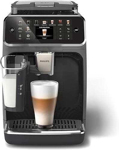 Philips 5500 Series Fully Automatic Espresso Machine – 20 Hot & Iced Coffees, Quick-to-Clean LatteGo Milk System, 40% quieter with SilentBrew, Less waiting with QuickStart, Grey(EP5544/50)