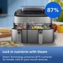 Philips Steam Airfryer 5000 Series Dual Basket - Airfryer & Steamer, 9 Litre, RapidAir Plus, 19 Cooking Functions, 90% Less Fat, 2 Baskets, Steam Cleaning, Silver (NA555/00) - 7
